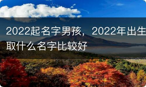 2022起名字男孩，2022年出生取什么名字比较好