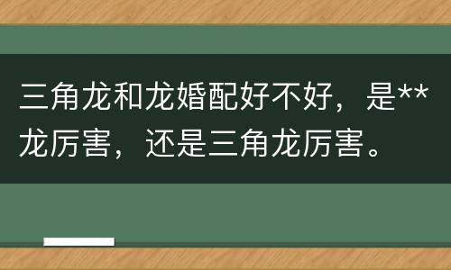 三角龙和龙婚配好不好，是**龙厉害，还是三角龙厉害。