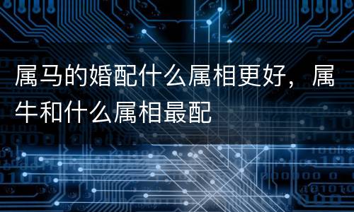 属马的婚配什么属相更好，属牛和什么属相最配