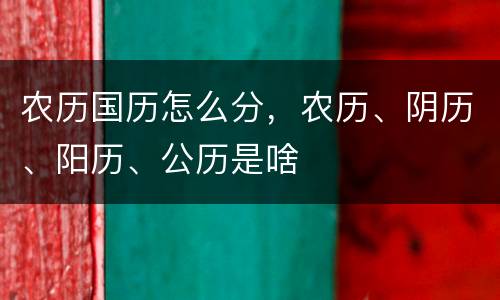 农历国历怎么分，农历、阴历、阳历、公历是啥
