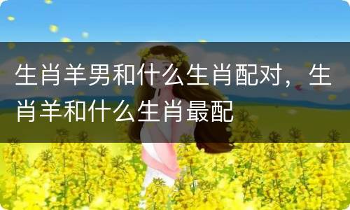生肖羊男和什么生肖配对，生肖羊和什么生肖最配