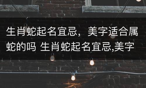 生肖蛇起名宜忌，美字适合属蛇的吗 生肖蛇起名宜忌,美字适合属蛇的吗为什么
