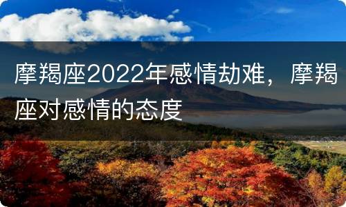 摩羯座2022年感情劫难，摩羯座对感情的态度