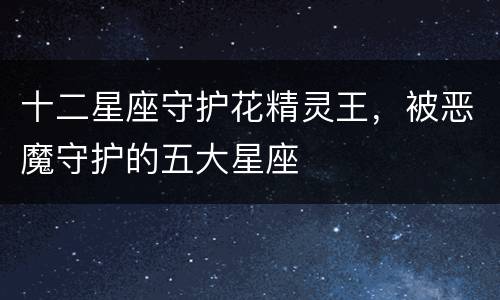 十二星座守护花精灵王，被恶魔守护的五大星座