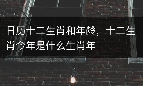 日历十二生肖和年龄，十二生肖今年是什么生肖年
