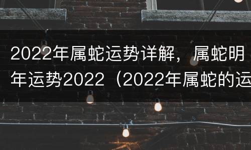 2022年属蛇运势详解，属蛇明年运势2022（2022年属蛇的运势）