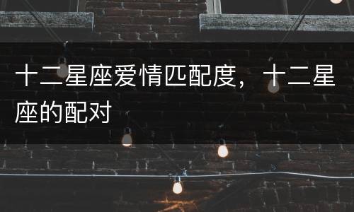 十二星座爱情匹配度，十二星座的配对
