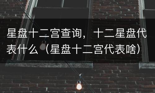 星盘十二宫查询，十二星盘代表什么（星盘十二宫代表啥）