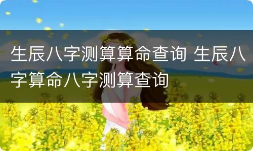 生辰八字测算算命查询 生辰八字算命八字测算查询