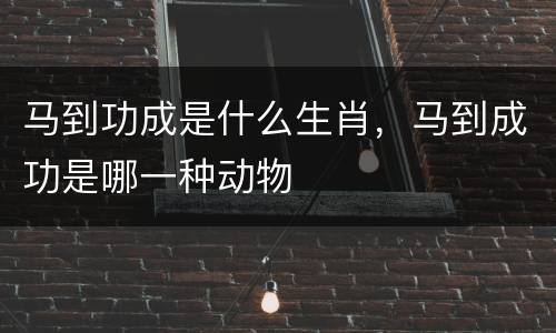 马到功成是什么生肖，马到成功是哪一种动物