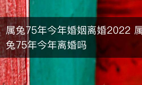 属兔75年今年婚姻离婚2022 属兔75年今年离婚吗