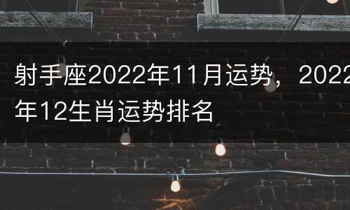 射手座2022年11月运势，2022年12生肖运势排名