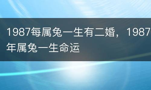 1987每属兔一生有二婚，1987年属兔一生命运