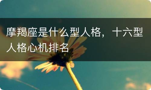 摩羯座是什么型人格，十六型人格心机排名