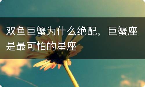 双鱼巨蟹为什么绝配，巨蟹座是最可怕的星座