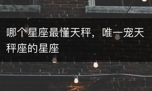 哪个星座最懂天秤，唯一宠天秤座的星座