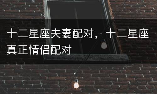 十二星座夫妻配对，十二星座真正情侣配对