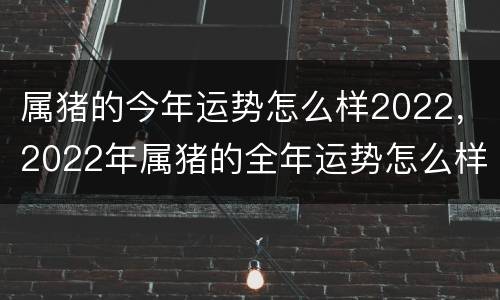 属猪的今年运势怎么样2022，2022年属猪的全年运势怎么样