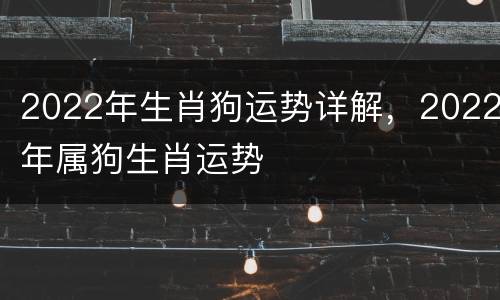 2022年生肖狗运势详解，2022年属狗生肖运势