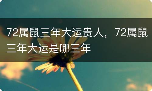 72属鼠三年大运贵人，72属鼠三年大运是哪三年