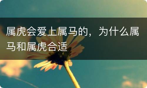 属虎会爱上属马的，为什么属马和属虎合适