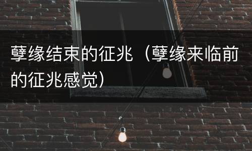 孽缘结束的征兆（孽缘来临前的征兆感觉）