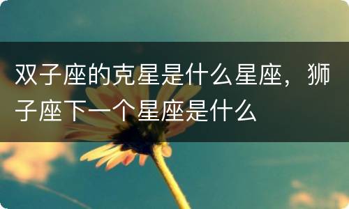 双子座的克星是什么星座，狮子座下一个星座是什么