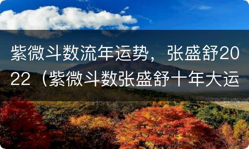 紫微斗数流年运势，张盛舒2022（紫微斗数张盛舒十年大运）