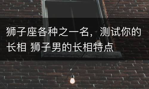 狮子座各种之一名，测试你的长相 狮子男的长相特点