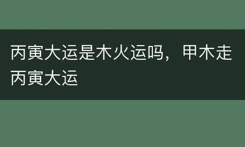 丙寅大运是木火运吗，甲木走丙寅大运