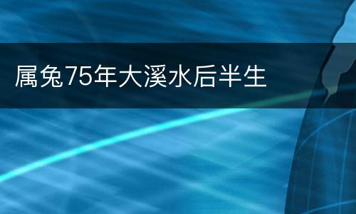 属兔75年大溪水后半生