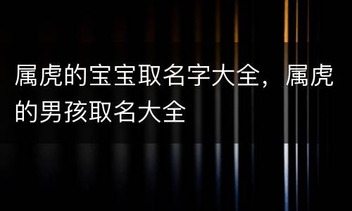 属虎的宝宝取名字大全，属虎的男孩取名大全