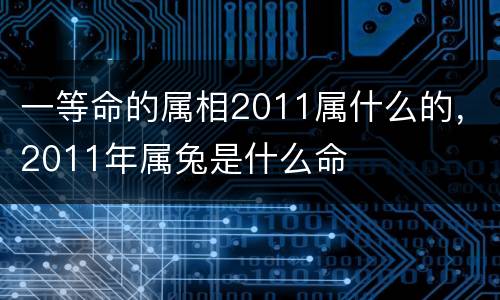 一等命的属相2011属什么的，2011年属兔是什么命