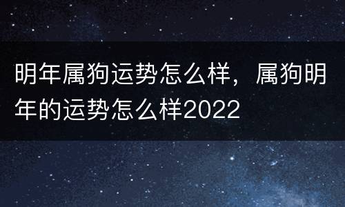 明年属狗运势怎么样，属狗明年的运势怎么样2022