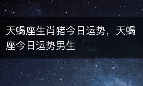 天蝎座生肖猪今日运势，天蝎座今日运势男生