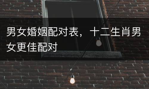 男女婚姻配对表，十二生肖男女更佳配对