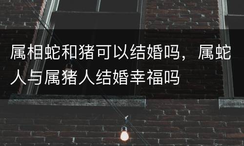 属相蛇和猪可以结婚吗，属蛇人与属猪人结婚幸福吗