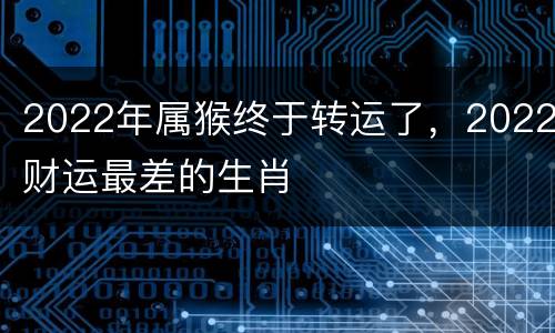 2022年属猴终于转运了，2022财运最差的生肖