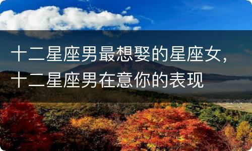 十二星座男最想娶的星座女，十二星座男在意你的表现