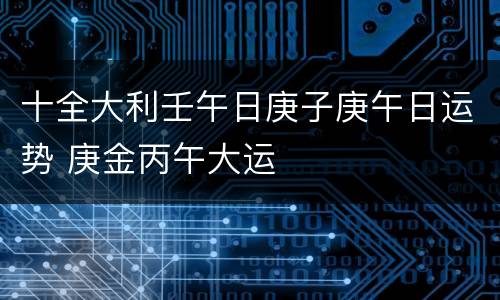 十全大利壬午日庚子庚午日运势 庚金丙午大运