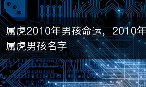 属虎2010年男孩命运，2010年属虎男孩名字
