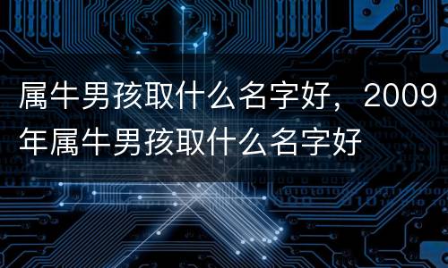 属牛男孩取什么名字好，2009年属牛男孩取什么名字好