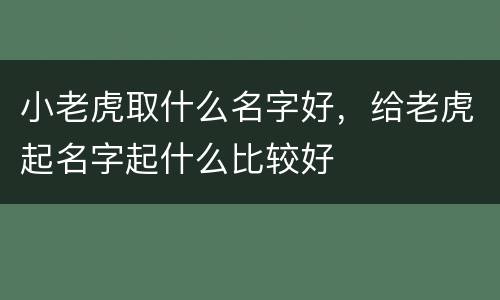 小老虎取什么名字好，给老虎起名字起什么比较好