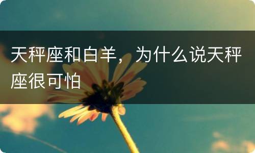 天秤座和白羊，为什么说天秤座很可怕