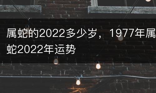 属蛇的2022多少岁，1977年属蛇2022年运势