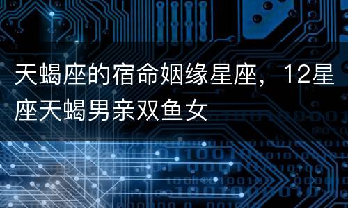 天蝎座的宿命姻缘星座，12星座天蝎男亲双鱼女