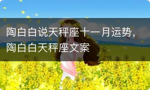 陶白白说天秤座十一月运势，陶白白天秤座文案