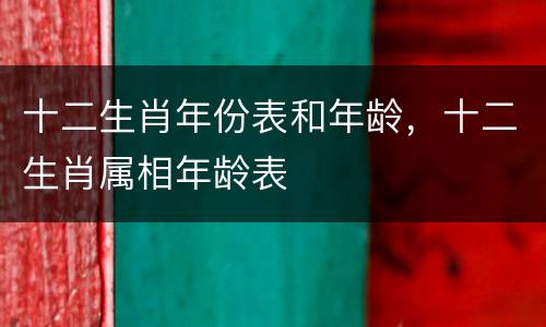 十二生肖年份表和年龄，十二生肖属相年龄表