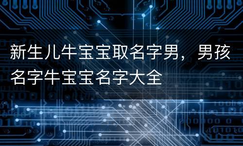 新生儿牛宝宝取名字男，男孩名字牛宝宝名字大全