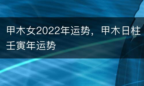 甲木女2022年运势，甲木日柱壬寅年运势